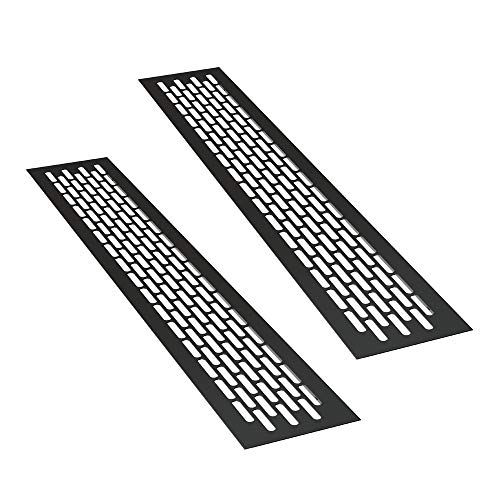 sossai® Aluminium Lüftungsgitter - Alucratis (2 Stück) | Rechteckig - Maße: 80 x 8 cm | Farbe: Schwarz | pulverbeschichtet