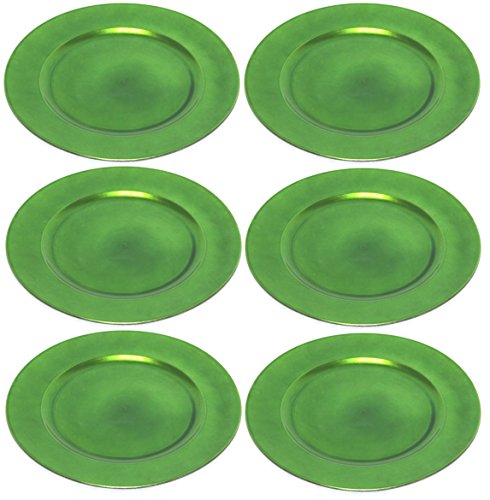 Platzteller Dekoteller Ø 33 cm grün - 6 Stück in wiederverwendbarem Kunststoff