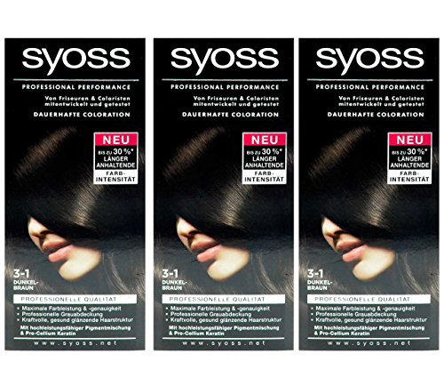 Syoss Professional Performance Coloration, 3-1 Dunkelbraun, 5er Pack (5 x 1 Stück)
