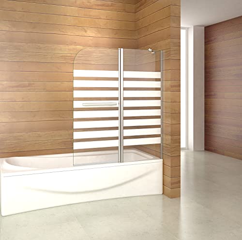 Duschabtrennung Badewannenaufsatz 120x140cm Rechts Duschwand Badewanne 6mm Nanobeschichtung Satiniert Sicherheitsglas mit Handtuchhalter