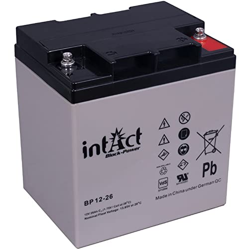 intAct Block-Power BP12-26 | 12V 26 Ah | Hochwertige und zuverlässige Versorgungsbatterie | Wartungsfreie AGM-Batterie