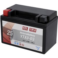CARTEC Motorradbatterie YTX9-BS 8Ah 135A Gel Technologie Batterie Erstausrüsterqualität zyklenfest lagerfähig wartungsfrei