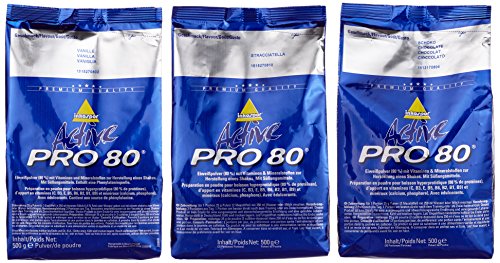 Inkospor Active Proteinshake Pro 80 Beutel 3er Mix Pack (3 x 500 g) Schoko/Vanille/Straciatella, 1er Pack (1 x 1.5 kg)