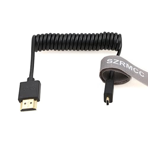 SZRMCC HDMI Kabel 8K 2.1 Micro HDMI auf HDMI Spiralkabel Geflochtenes High Speed Stecker Extender Kabel für GoPro Hero 7 Sony A6000 A7III Nikon B500 Yoga 3