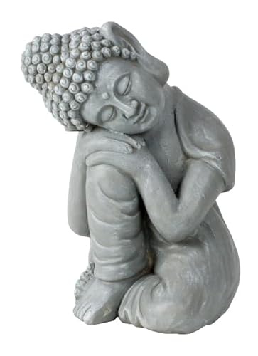 SUPwave Buddha Skulptur Figur Deko Statue 40 cm - Farbe Grau