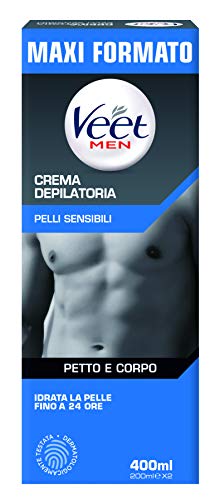 Veet For Men Enthaarungscreme für Herren Sensible Haut, 400 ml, 2 x 200 ml