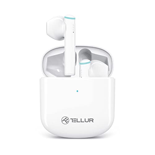 TELLUR Aura Bluetooth Kopfhörer mit Ladebox, Bluetooth 5.0, IPX4-Wasserbeständigkeit, Mikrofon mit ENC, Infrarotsensoren, In-Ear-Erkennung, Touch-Steuerung, Anpassbar über Telefon App