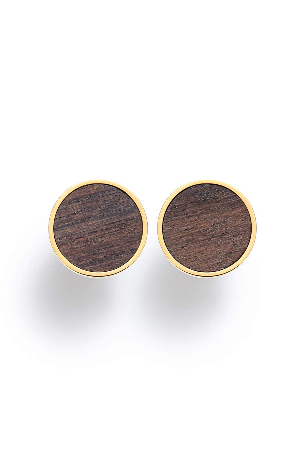 KERBHOLZ Holzschmuck – Geometrics Collection Circle Earring, Damen Ohrring rund, kleine Ohrstecker mit Kreis aus Naturholz, gold, Ø 8mm