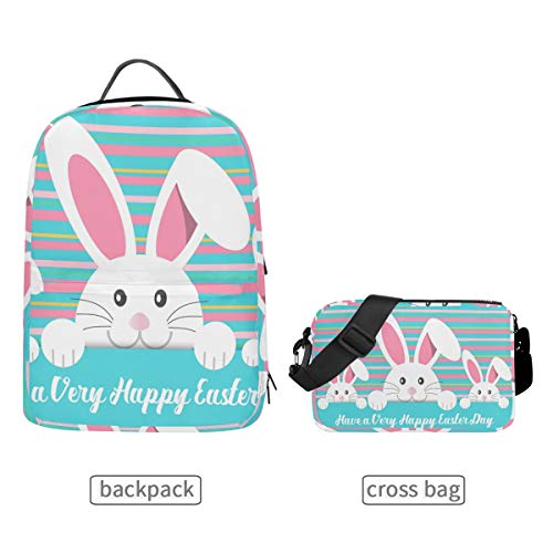 FAJRO Happy Easter Day Bunny Reiserucksack mit abnehmbarer Kreuztasche