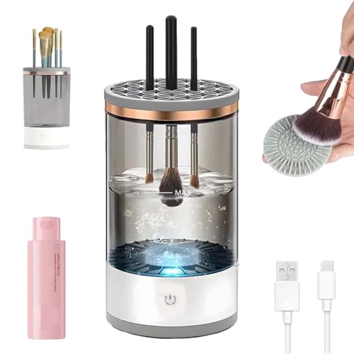 Electric Makeup Brush Cleaner Machine,2024 New Makeup Brush Cleaner,Portable Automatic USB Cosmetic Brush Cleaner Tools,Automatic Spinning Makeup Brush Cleaner,Fit All Size Makeup Brush (Black)