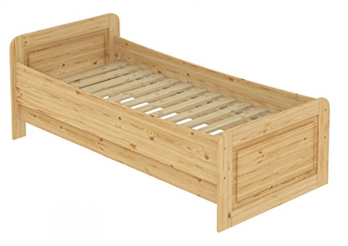 Erst-Holz® Seniorenbett extra hoch 100x200 Einzelbett Holzbett Massivholz Kiefer Bett mit Rollrost 60.42-10