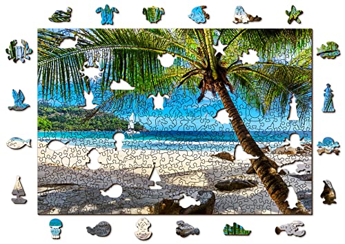Wooden.City Holzpuzzle 500 +5 Teile - Paradise Island-Strand - Erwachsene Kinder Tierpuzzle - Bunt Einzigartige Tierform - Haus Dekoration - Geschenk Lernspielzeug - Tolles Spielzeug 37,5 x 25,4 cm
