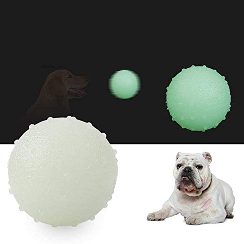 Qazxsw Bissbeständiger lustiger Haustierball Festes Leuchten im Dunkeln Flexibles Haustier-Beißspielzeug Haustier-Kauball für Hunde-Haustierbedarf, Weiß