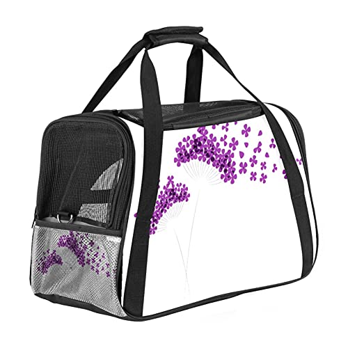Bennigiry Transporttasche für Hunde und Katzen, mit 3 offenen Türen und verstellbarem Schultergurt, für Haustiere, Reise, Sicherheitskomfort für Katzen und Hunde, flieder Löwenzahn