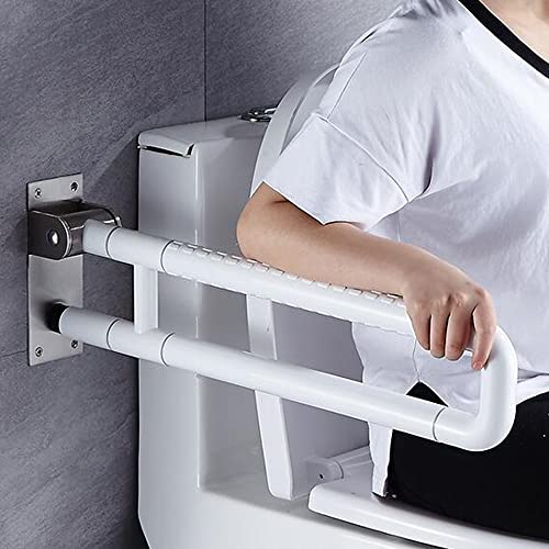 SICHENSH Klappbarer WC Toilette Stützklappgriff, 80cm Wandstützgriff Aufstehhilfe Stützklappgriff mit 300 kg Gewichtskapazität Behinderten WC Haltegriff für Senioren & Behinderte (Weiß)