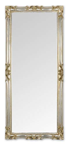 MO.WA Wandspiegel Spiegel klassisch Barock 62x142 Blattsilber Antik Ganzkörperspiegel Holzrahmen Bodenspiegel Flurspiegel Garderobespiegel Antike Spiegel Made in Italy