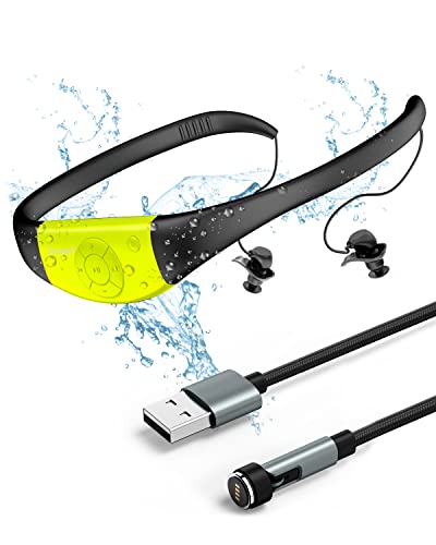 Tayogo W16 Kopfhörer Sport Schwimmen in Ear, 8GB HiFi MP3 Player Wasserdicht zum Schwimmen und Laufen mit 4 Paar IPX8 (Fluoreszierendes Grün)