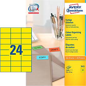 Avery Zweckform Etiketten 3451, 70 x 37 mm, 2400 Stück, gelb