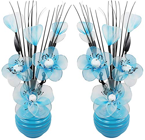 Flourish Deko Künstliche Blumen, glas, blaugrün und weiß, 32cm