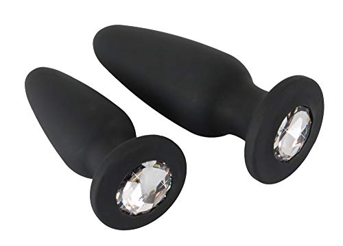 Orion Diamant Plug-Set - Analplugs für Damen und Herren, Buttplug mit Kristall, ideal für Anfänger und Fortgeschrittene, schwarz