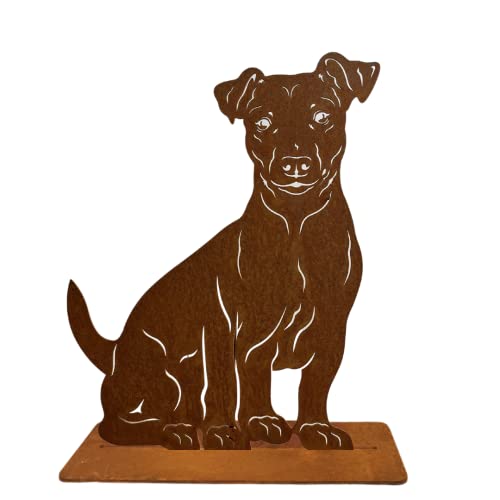 Terma Stahldesign Rost Hund Jack Russell Terrier 50cm Lebensgroß Handmade Germany tolle Gartendeko aus Metall Figur deko Geschenk Rostfigur Garten deko Gartenfigur, hundegrab deko