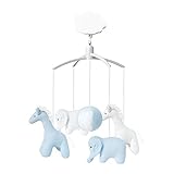 Trousselier - Musikmobile - Elefant & Giraffe - Baumwollstoff - Romeo & Julia Musik - Klassisch Chic - Ideales Geburtsgeschenk - Einfach zu installieren - Farbe blau