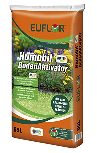 Euflor Humobil® Bodenaktivator AKTIVplus 65L Sack•hochwertiger Humus und ausgewogener Volldünger•zur Rasenpflege/Rasenreperatur•gegen Trockenheit und Nährstoffmangel