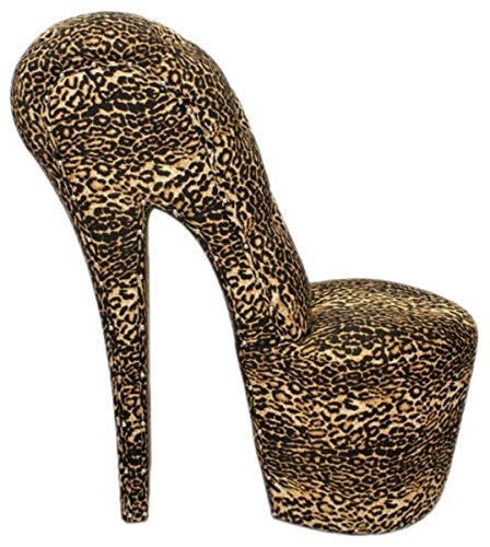 Casa Padrino High Heel Sessel Schuh Sessel mit Dekosteinen Leopard - Designer Sessel - Club Möbel Stuhl