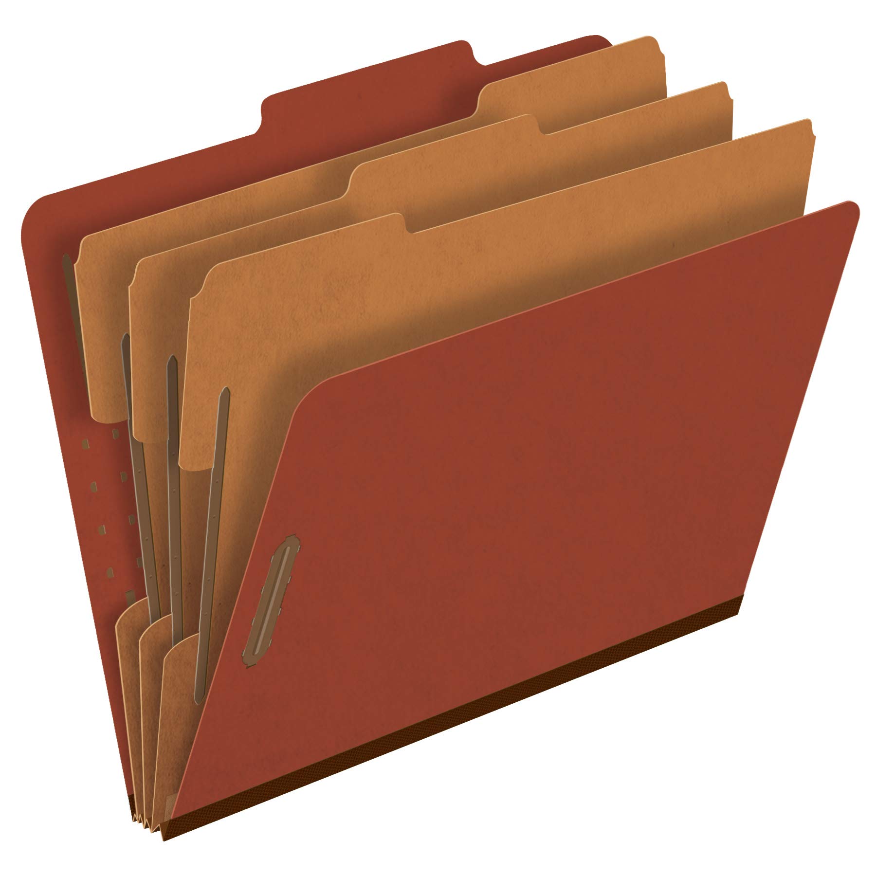 Pendaflex Schnellhefter aus Pressspan, 3 Trennwände, 5,1 cm breite Verschlüsse, 2/5 Tabschnitt, Briefgröße, Rot, 10 Stück (1357R)