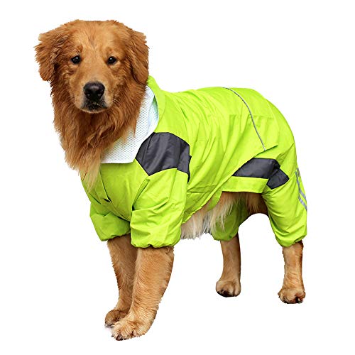 NashaFeiLi Haustier Regenmantel Hund Kapuzenjacke Regenjacke Reflektierend Vierbeinig Wasserdicht Leichter Regenmantel für mittelgroße große Hunde