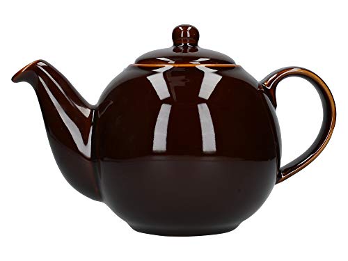 London Pottery Dexam 6 Cup Globe Teapot Rockingham Brown
