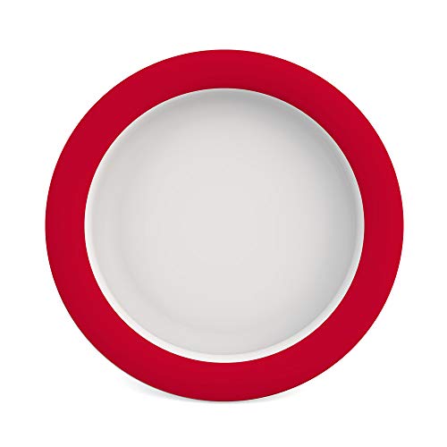 Ornamin Teller mit Kipp-Trick Ø 26 cm rot (Modell 901) / Spezialteller mit Randerhöhung, Anti-Rutsch-Teller Kunststoff