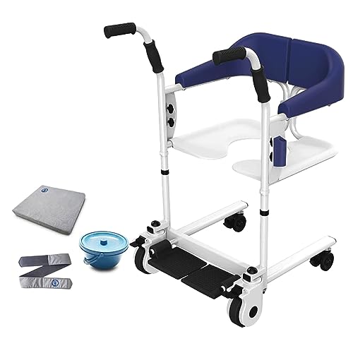 Patientenlift-Transfer-Mobilitätsstuhl Patientenlift-Rollstuhl für Heimtransferlift Pflegelift Nachtkommode mit Kissen Transferstuhl für ältere Menschen
