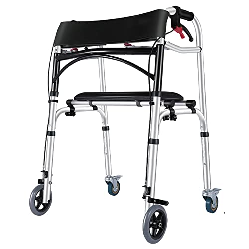 Rollstühle für Senioren mit Sitzbremsen, zusammenklappbare Räder, leichte mobile Gehhilfe für große Menschen/Erwachsene/Behinderte, Belastung 398 Pfund, doppelter Komfort