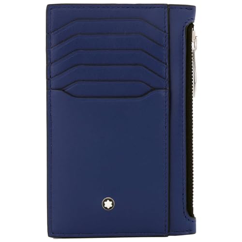 Montblanc Meisterstück Etui 8 cc mit Reißverschlussfach aus Leder in der Farbe Blau, Maße: 13,5cm x 8,5cm x 0,5cm, 129687