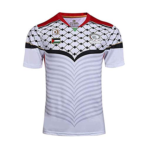 YINTE Palästina-Weltmeisterschaft Rugby-Trikot, WM Baumwoll-Trikot Grafik-T-Shirt, Unisex Rugby Fans T-Shirts Polo-Shirt, Sweatshirt Trainingsspiel-Trikot, Bestes Geburtst White-S