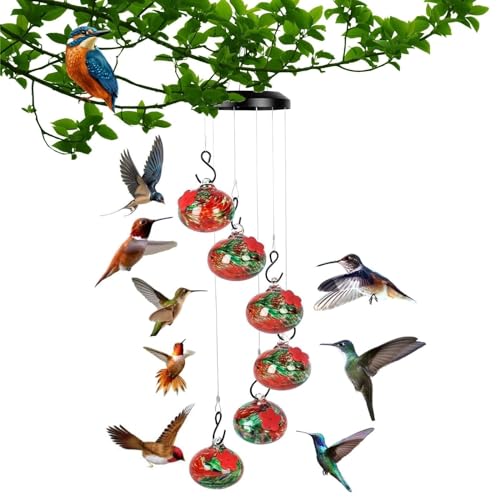 Charmantes Windspiel for Kolibri-Futterspender, Neue Windspiel-Kolibri-Futterspender for den Außenbereich, for Aufhängen ameisen- und bienensicher, Vogelfutterspender for den Außenbereich (Color : Re