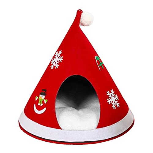 Weihnachtsbaumform Katzenhöhlenbettzelt für kleine bis große Katzen Maschinenwaschbar Ultra weiche Kissen Anti-Rutsch-Katzenbetthöhle für Innenkatzen