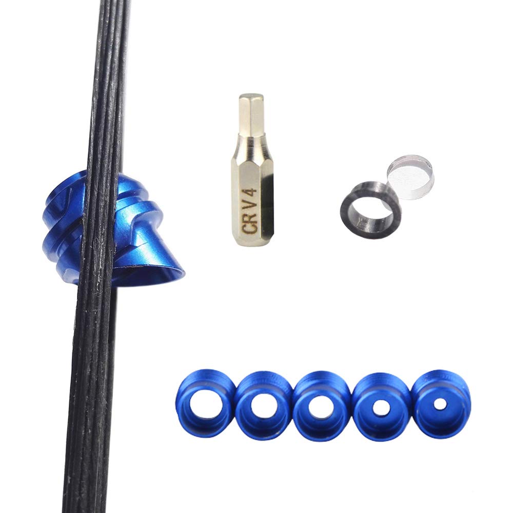 SHARROW Bogenschießen Peep Sight 37/45 Grad Aluminiumgehäuse mit Clarifier Aperturlinse und 5 Größen Innerer Kern Apertur-Kit für Compoundbogen (Blau, 37°/ 6 fache Linse)