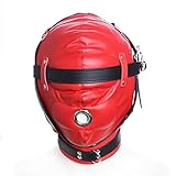 Wunhope Harness kopfgeschirr Kopfmaske mit mundöffnung sm Bondag Fetisch Leder Bettfesseln Sex Spielzeug Augenmaske Kostüm für Paare Erwachsene,Einstellbar (Rot)