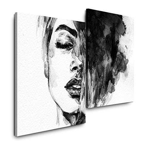 Sinus Art Frauen Gesicht 120x80cm 2 Kunstdrucke je 70x60cm Kunstdruck modern Wandbilder XXL Wanddekoration Design Wand Bild