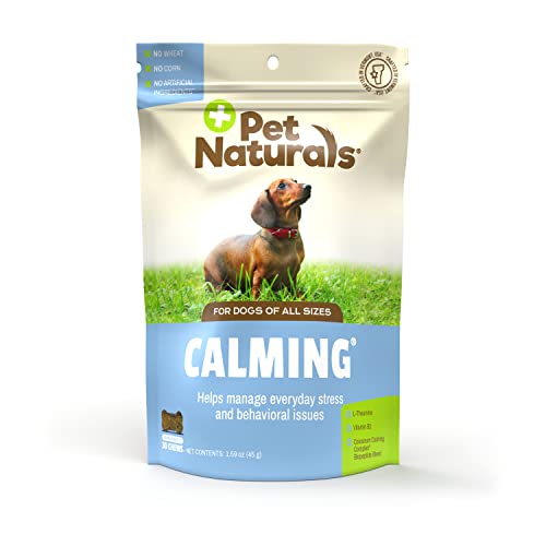 Pet Naturals® Calming for Dogs, 30 Chews – natürlich angebauter Stress und Angst beruhigende Inhaltsstoffe zur Unterstützung des Verhaltens – von Tierärzten empfohlen