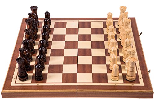 Square - Schach Schloss - 56 x 56 cm - Mahagoni - Schachfiguren geschnitzt - Schachspiel aus Holz