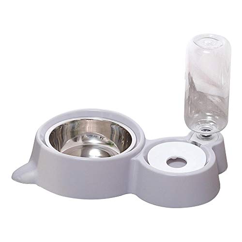 Fressnäpfe für KatzenDouble Dog Cat BowlsAutomatische Haustier-Feeder Wasserspender Katze Hund Trinkschale Hund Feeder Dish Cat Feeding-Grey_M