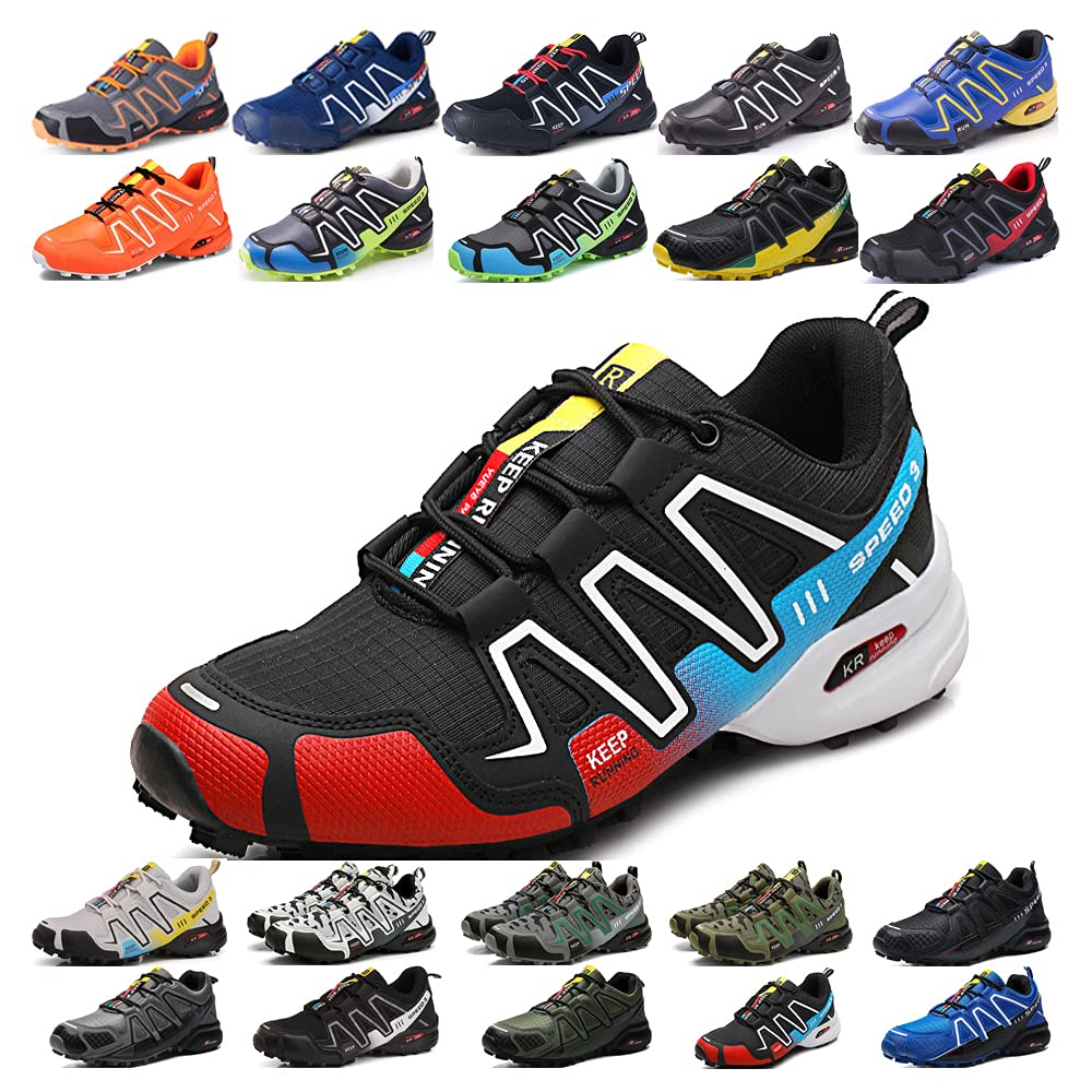 KUXUAN Fahrradschuhe Herren Indoor Fahrradschuhe Ohne Schloss,wasserdichte Mountainbike-Fahrradschuhe,rutschfeste Outdoor-Sportschuhe,Black1-46