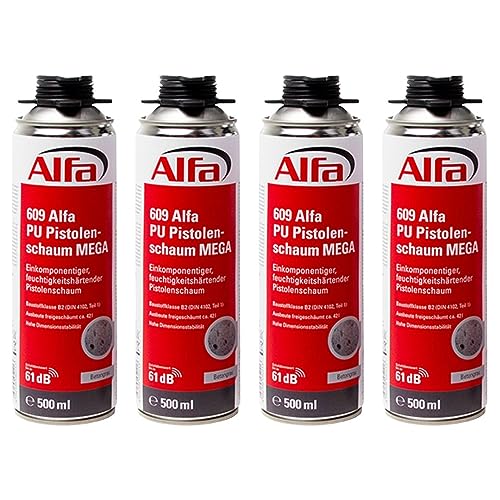Alfa PU 1K Pistolenschaum grau in praktischer 500 ml Dose einkomponentiger feuchtigkeitshärtender Montageschaum (1) (4)