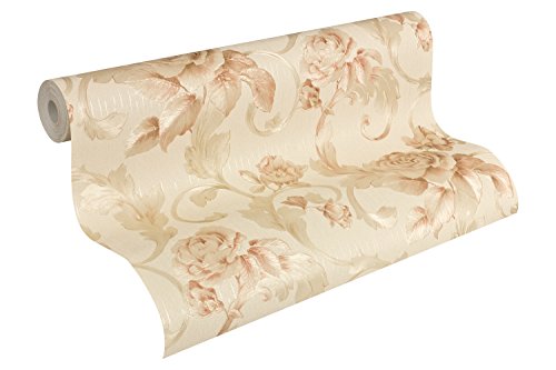 Architects Paper Vliestapete Nobile Tapete floral 10,05 m x 0,70 m creme metallic rosa Made in Germany 959833 95983-3