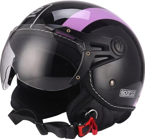 Sparco Riders Herren Demi Jet Motorradhelm, schwarz/violett, XS
