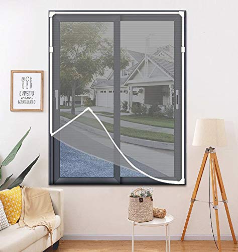 Anqi Verstellbares magnetisches Katzen-Sicherheits-Fenster-Netz-Vorhang, transparentes Insekten-Mückennetz, DIY-Fenster-Netz mit weißem Rahmen, zuschneidbar