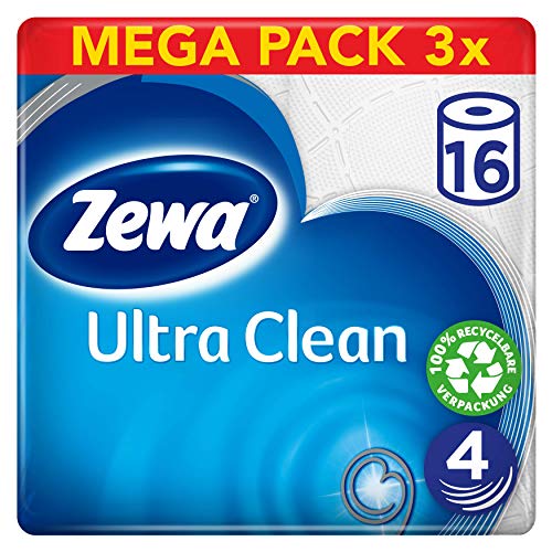 Zewa Toilettenpapier Trocken Ultra Clean 3 Packungen 4 Lagen, 16x135 Blatt